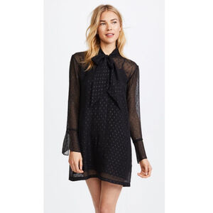 Theory / Silk Chiffon Metallic Stitching Scarf Shirt Dress